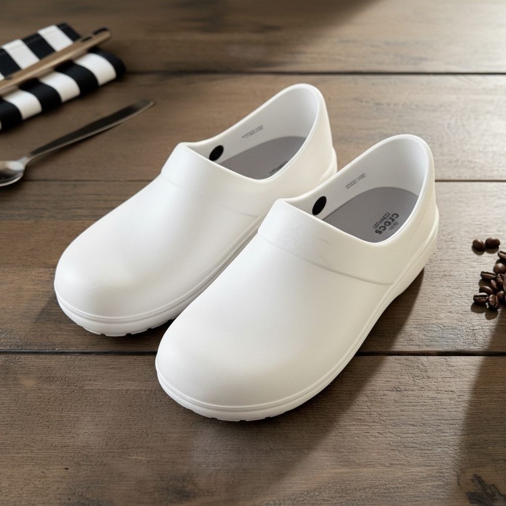 CROCS Women’s Neria Pro II Dual Comfort White Clogs‎ Slip-Ons Size 10